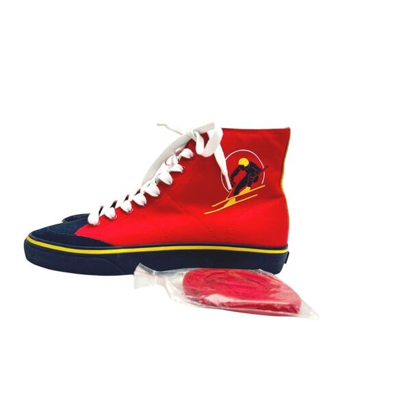 Polo Ralph Lauren Solomon High-Top Sneaker NWT Red Navy Yellow Colorblock 8.5D main image 6